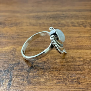 Trendy Handmade <b>Solid</b> 925 Sterling <b>Silver</b> Teardrop Moonstone Ring Designer Jewelry Collection JAIPUR <b>SILVER</b> - Product Image 3