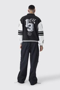 Veste universitaire en cuir véritable pour homme, tissu en laine, coupe-vent, logo sur le devant, style baseball, streetwear - Product Image 2