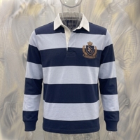 Chemise de rugby rayée à manches courtes pour garçons Snowgrace, col en V, logo brodé, coupe décontractée, respirante, en polyester, pour l'été et le printemps