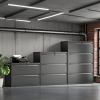Armoire de classement latérale moderne en acier à 4 tiroirs avec serrure à clé, rangement de bureau durable pour l'école et la salle de sport, documents A4