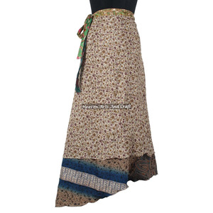 Indian Designer Old Silk Sari <b>Sarong</b> From Heaven Arts and Craft Reversible Vintage Multi Way <b>Wrap</b> Convertible Skirt - Product Image 3