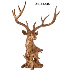 Sculpture de cerf en bronze plaqué or 28,5 H x 20 L x 10 P, décoration d'intérieur, thème animal, pièce d'art moulée - Product Image 2