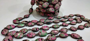 Cuarzo Fordite de forma libre, tipo briolette, 10 a 15 mm, conector de bisel, cadena de piedras preciosas, se vende por pie - Product Image 3