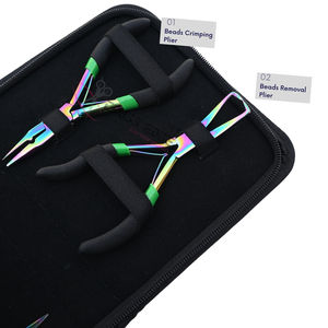 Kit de Estilista de Extensiones de Cabello Premium Rainbow con Microperlas, Alicates, Gancho de Extracción, Tijeras para Cortar Hilo y Estuche de Rexine - Product Image 4