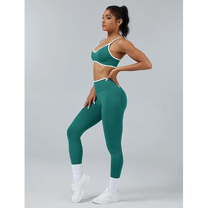 Conjunto de Yoga Barely There para Mujer, Bra Deportivo sin Costuras con Compresión, Leggings de Cintura Alta con Panel de Malla, Efecto Levanta Glúteos, Ropa Deportiva de Nailon y Spandex - Product Image 3