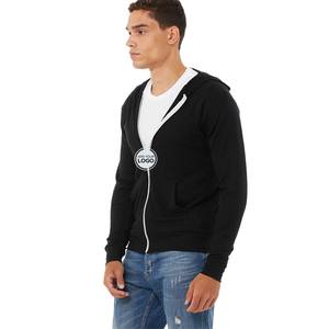 Sweat à capuche léger à fermeture éclair intégrale en tissu mélangé, vente en gros de sweats à capuche et de sweat-shirts en tissu tri-mélange - Product Image 3