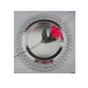 Grande plaque ronde en métal avec cristal, plateau chargeur de service de luxe pour table à manger décoration de mariage, 1 pièce - Product Image 1