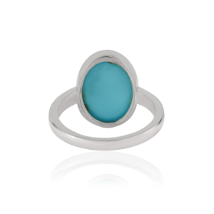 Anillo de Plata de Ley 925 de Alta Calidad con Turquesa Natural en Forma Ovalada, Engastado en Bisel, 10x14 mm, Hecho a Mano - Product Image 6