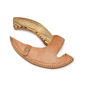 Burraq Hache à pizza artisanale en acier au carbone, manche en bois de rose, étui en cuir, 10 pouces, pour bricolage, camping en plein air, usage industriel, Fête des Pères - Product Image 5