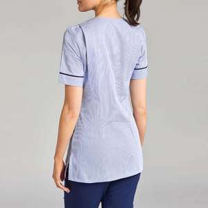 Conjuntos de uniformes médicos de manga corta para enfermeras, trajes de scrubs personalizados de sarga unisex para hospital, de alta calidad con detección de agujas - Product Image 5