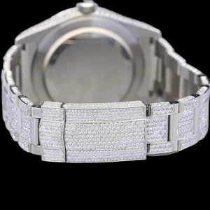 นาฬิกาฮิปฮอปแบบกำหนดเองได้ พร้อมฟังก์ชั่นวันที่อัตโนมัติ ตัวเลขแบบอารบิก ประดับเพชรโมอิสซาไนต์ ราคาขายส่ง - Product Image 5