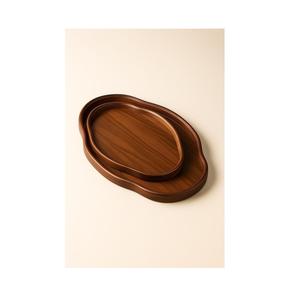 Plateau décoratif disponible au prix d'usine. Plateaux en bois naturel avec poignée en métal. - Product Image 1