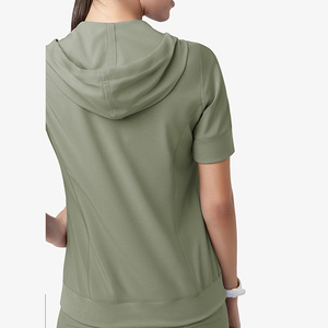 Ensemble de blouses d'infirmière personnalisées OEM pour femmes avec sweat à capuche et cordon de serrage, en tissu tricoté, couleur et logo personnalisables - Product Image 4