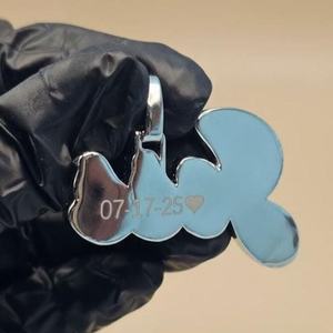 Pendentif double couche en lettres cursives, serti de pierres, en argent 925, bicolore, personnalisable avec nom, initiales, pour femme - Product Image 4