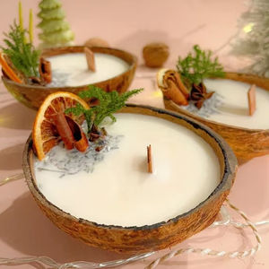 Vela perfumada de cera de coco pura en concha natural, combustión limpia, fragancia ecológica para el hogar - Product Image 1