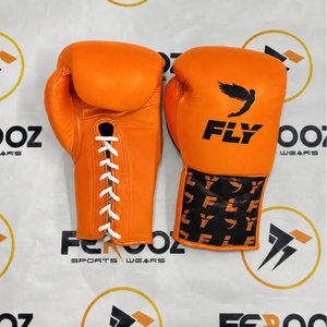 Gants de boxe Fly noirs et rouges à lacets en cuir respirant pour adultes, équipement d'entraînement de MMA, gants de boxe en cuir véritable - Product Image 2