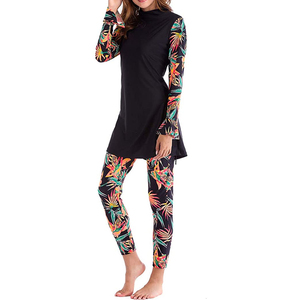 Traje de Baño Burkini Modesto de 2 Piezas para Mujer, Corte Alto, Espalda Descubierta, Estampado, Transpirable, de Secado Rápido, para Playa - Product Image 1