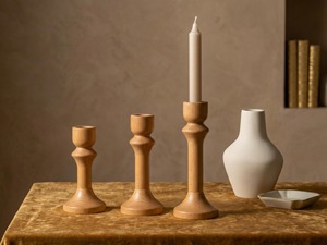 <b>Large</b> wooden <b>candle</b> holder for pillar <b>candles</b> enhancing living room bedroom or hallway with elegant natural wood grain design - Product Image 2