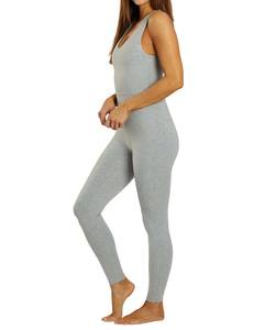 ชุดจั๊มสูทออกกำลังกายสำหรับผู้หญิง สีเทาอ่อน แบบไม่มีแขน ทรงเข้ารูป ยาวเต็มตัว รับผลิตแบบ OEM - Product Image 4