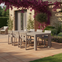 Table à manger en teck massif pour l'extérieur, pliable, résistante aux intempéries, design simple et moderne pour jardin, terrasse, parc