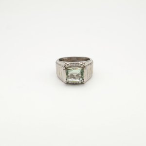 Fashionable <b>Cushion</b> Shape <b>Ring</b> 8x10 Silver 925 Fine Jewellery for Women Elegant Green Amethyst Gemstone - Product Image 1