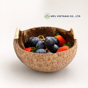 Handmade <b>Coconut</b> <b>Shell</b> Bowl with Handles Natural Wood Flower Style Serving Bowl for Party Food Gifting - Product Image 3
