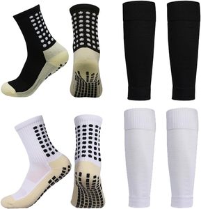 2 Set Anti-Slip <b>Grip</b> Soccer <b>Socks</b> with Shin Guard Sleeves, Sports Athletic <b>Socks</b> for Men Women - Product Image 1