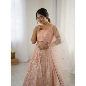 Lehenga Choli con Lentejuelas Arcoíris y Bordado Dori, Elegante para Fiestas Nocturnas - Product Image 3