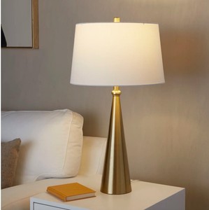 Gold Metal <b>Table</b> Lamp with Fabric Shade | Modern <b>Bedside</b> Lamp | Elegant Home Decor Lighting - Product Image 2