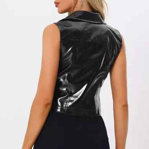 Chaleco de Cuero Genuino para Mujer con Logotipo Personalizado Profesional, Transpirable, Nuevo, Cálido, Estilo Biker Steampunk, de Alta Calidad, con Cierre y Botones - Product Image 6