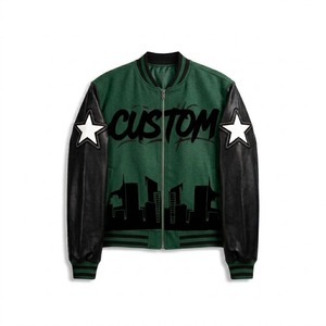Chaqueta Varsity Personalizada para Hombre, Mangas de Cuero, Diseño Gráfico de Horizonte Urbano, Chaqueta Bomber, Estilo Urbano, Chaqueta de Moda - Product Image 5