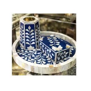 Quemador árabe de Oriente Medio hecho a mano con incienso de nácar, juego de bandeja para quemador de Bakhoor con decoración de Blossom Craft India. - Product Image 2