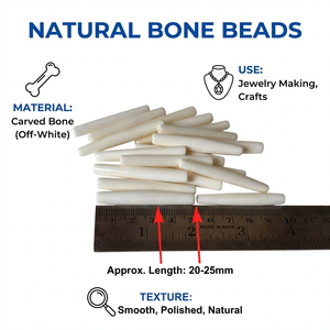 Premium 2 Inch Buffalo Bone Hair Pipe Beads for Tribal Jewelry Making Ethnic <b>Choker</b> Supplies Handcrafted Smooth Bone Spacers - Product Image 6