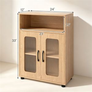 Mobile Bagno Moderno Minimalista in Legno Ingegnerizzato, Alto Contenitore Anti-Ribaltamento Naturale con Scomparto Aperto e Anta Magnetica - Product Image 4