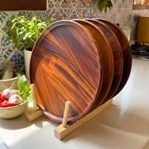 Assiettes en bois pour la cuisine et la salle à manger, assiettes en bois artisanales avec une finition lisse et polie - Product Image 3