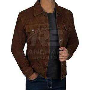Long Sleeve Premium Mens <b>Suede</b> Leather <b>Jacket</b> Soft Genuine <b>Suede</b> Casual Modern Fit Winter Daily Fashion - Product Image 4