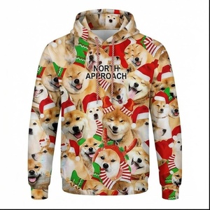 Sudadera con Capucha Navideña para Hombre North Approach, con Estampado de Shiba Inu, Informal, de Invierno, Corte Regular, Tejido de Poliéster - Product Image 1
