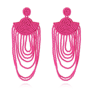 Pendientes de Cuentas Bordadas a Mano, Color Brillante, Forma de Abanico, Estilo Chapado en Oro, Accesorio para Mujer de MD HANDICRAFTS - Product Image 6