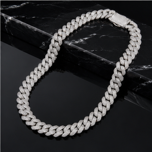 Collier chaîne maille cubaine Miami 18 mm en argent 925 et moissanite, style hip-hop, personnalisé, pour rappeurs, à porter au quotidien - Product Image 2