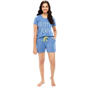 Conjunto de pijama personalizado para mujer con estampado de corazones, camiseta sin mangas y pantalones cortos con estampado de estrellas, conjunto de dos piezas para dormir. - Product Image 2