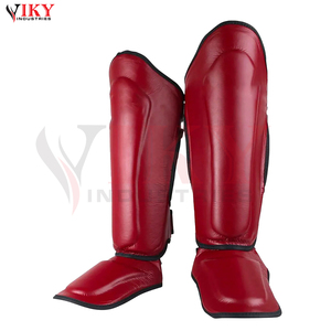 Protège-tibias et protège-pieds en cuir PU rouge haute résistance aux chocs OEM – Équipement de sparring intensif et d'entraînement aux arts martiaux - Product Image 2