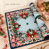Nouveau Tapis de Mahjong Américain Antidérapant en Néoprène de 33 Pouces pour Décoration de Table de Mahjong, Idéal pour les Soirées de Jeu de Noël et les Fêtes, Collection Premium Casse-Noisette 2026