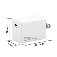 Chargeur mural compact pliable 70W GaN USB-C PD à charge rapide pour ordinateur portable, tablette et téléphone
