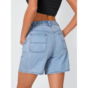 FOXA-Pantalones cortos vaqueros vintage de cintura media para mujer, bonitos trajes de verano 2025, decoración con botones, estilo recto, Vaqueros Retro - Product Image 4