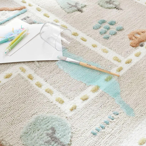 Alfombra Tejida a Mano, Diseño de Mapa de Carreteras y Cuentos de Ciudades, Alfombra Educativa para Niños, para Cuarto de Niños, Sala de Juegos e Interiores Montessori - Product Image 4