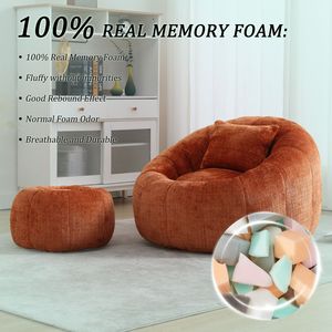 UNITED WE WIN Poltrona Sacco Moderna, Pouf Rotondo Confortevole per Adulti, Sedia Singola per Lettura e Relax con Cuscino - Product Image 3