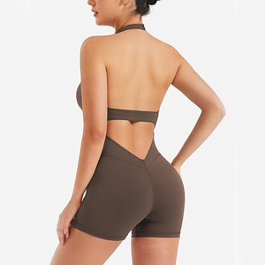 Combinaison de yoga ultra taille haute pour femme, sans couture, tenue de sport, fermeture à agrafes, bretelles réglables, dos nu, en Spandex et Polyester - Product Image 3
