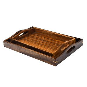 Wholesale <b>Small</b> Breakfast <b>Tray</b> Set Unique Food Wood Serving Platter Bandejas De Madera Dessert Food Wood Serving <b>Tray</b> - Product Image 1