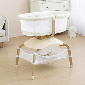 unique design wooden frame 2 in 1 Electric Baby gliding <b>Cot</b> Remote Control App-Controlled Auto Play EN Certify Newborn bassinet - Product Image 2