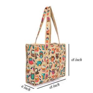 Bolso Tote Multicolor de Algodón Acolchado Estampado a Mano de Jaipur, Bolsos de Hombro Hechos a Mano - Product Image 5